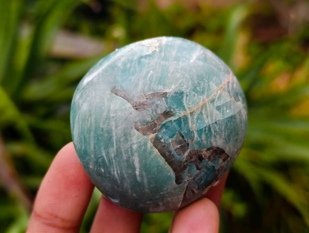 Polished Amazonite Palm Stones x 12  From Madagascar - Toprock Gemstones and Minerals 