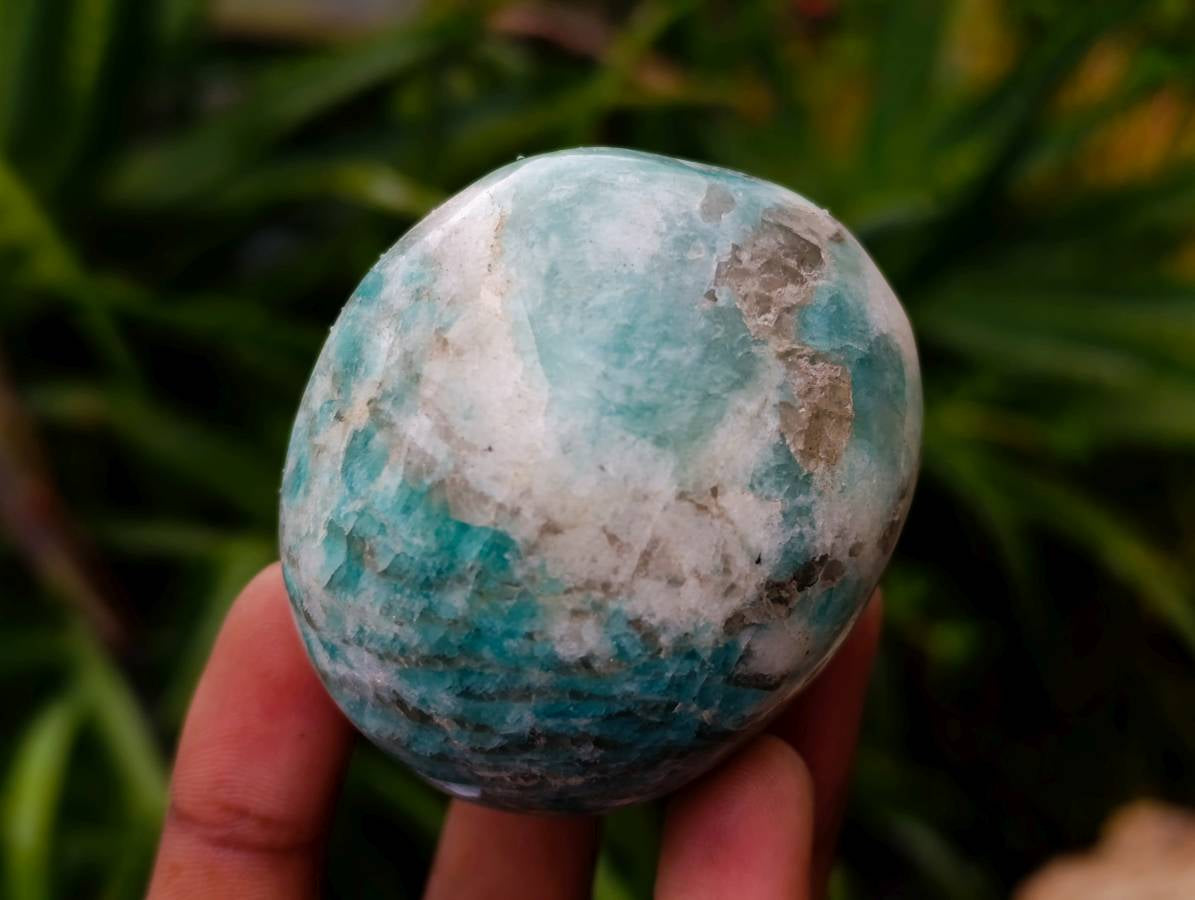 Polished Amazonite Palm Stones x 12  From Madagascar - Toprock Gemstones and Minerals 