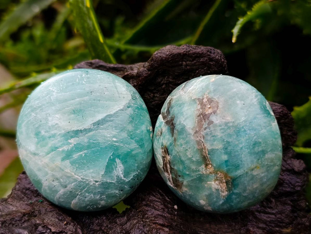 Polished Amazonite Palm Stones x 12  From Madagascar - Toprock Gemstones and Minerals 