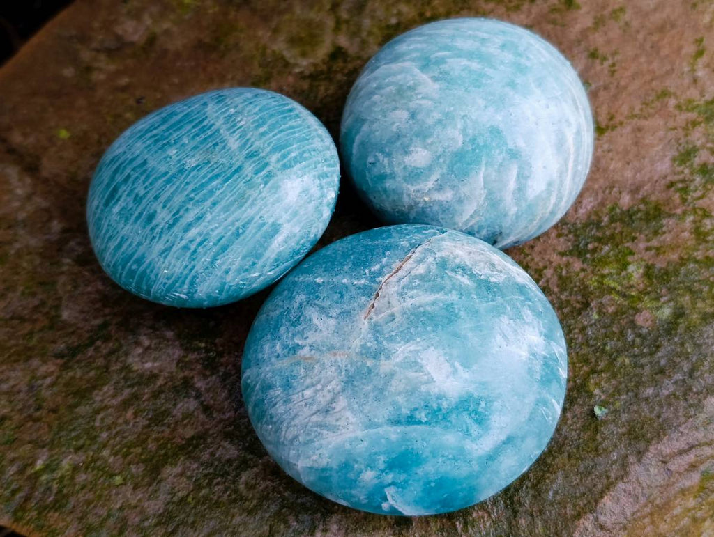 Polished Amazonite Palm Stones x 12  From Madagascar - Toprock Gemstones and Minerals 