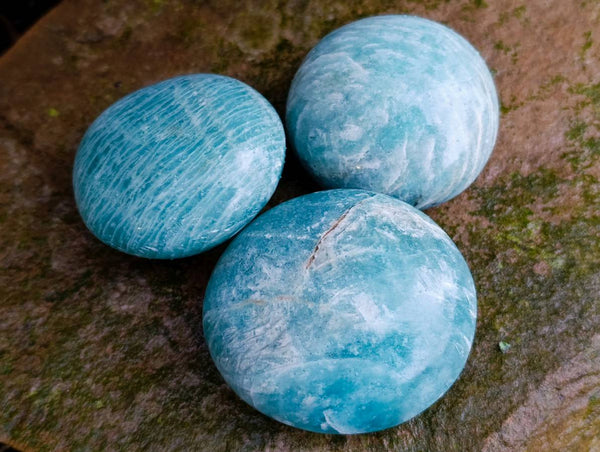 Polished Amazonite Palm Stones x 12  From Madagascar