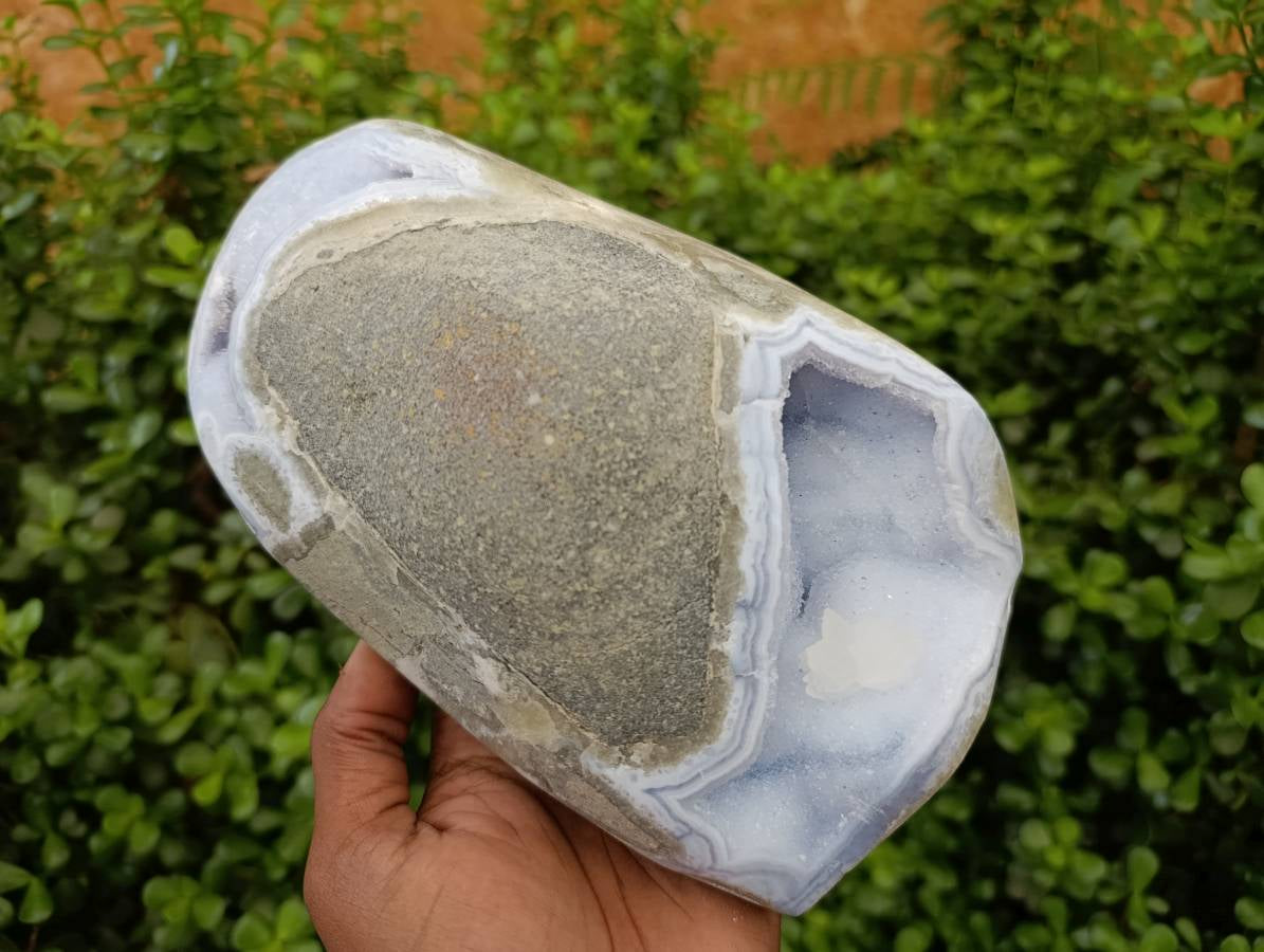 Polished Blue Lace Agate Standing Free Form x 1 From Nsanje, Malawi - Toprock Gemstones and Minerals 