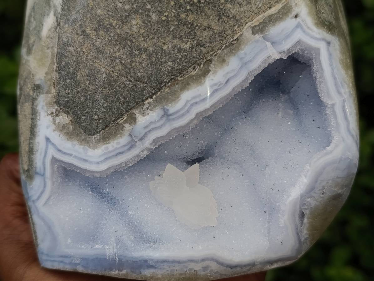 Polished Blue Lace Agate Standing Free Form x 1 From Nsanje, Malawi - Toprock Gemstones and Minerals 