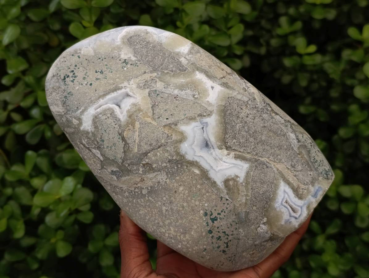 Polished Blue Lace Agate Standing Free Form x 1 From Nsanje, Malawi - Toprock Gemstones and Minerals 