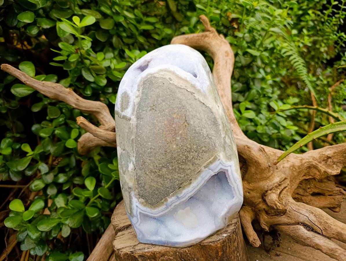 Polished Blue Lace Agate Standing Free Form x 1 From Nsanje, Malawi - Toprock Gemstones and Minerals 