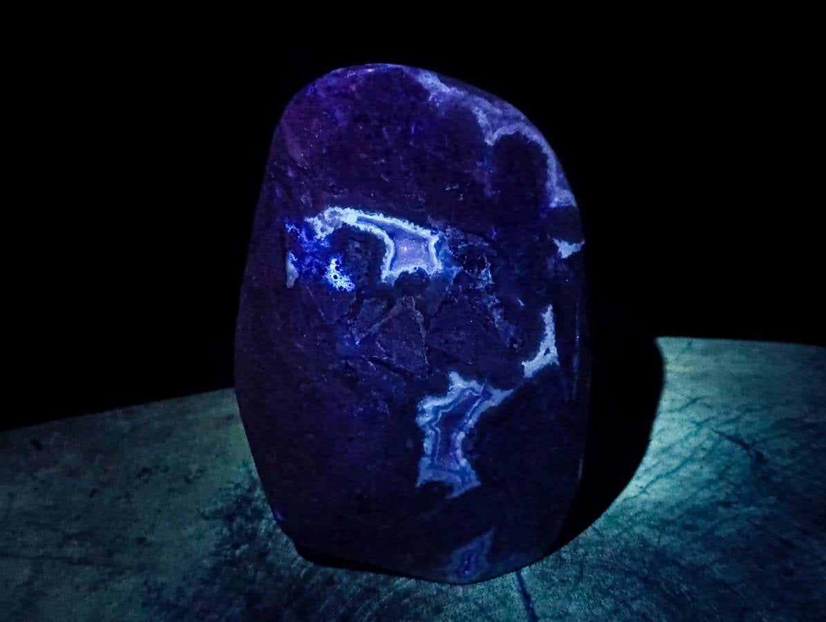 Polished Blue Lace Agate Standing Free Form x 1 From Nsanje, Malawi - Toprock Gemstones and Minerals 