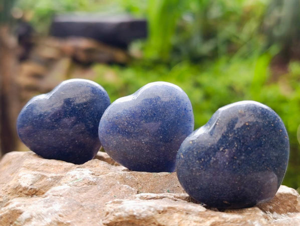 Polished Small Lazulite Hearts x 35 From Madagascar