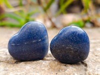 Polished Small Lazulite Hearts x 35 From Madagascar