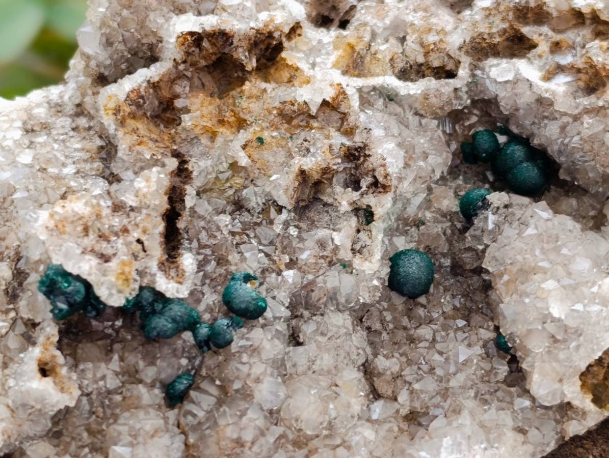 Natural Silky Ball Malachite and Drusy Quartz On Dolomite Matrix Specimens x 2 From Congo - Toprock Gemstones and Minerals 