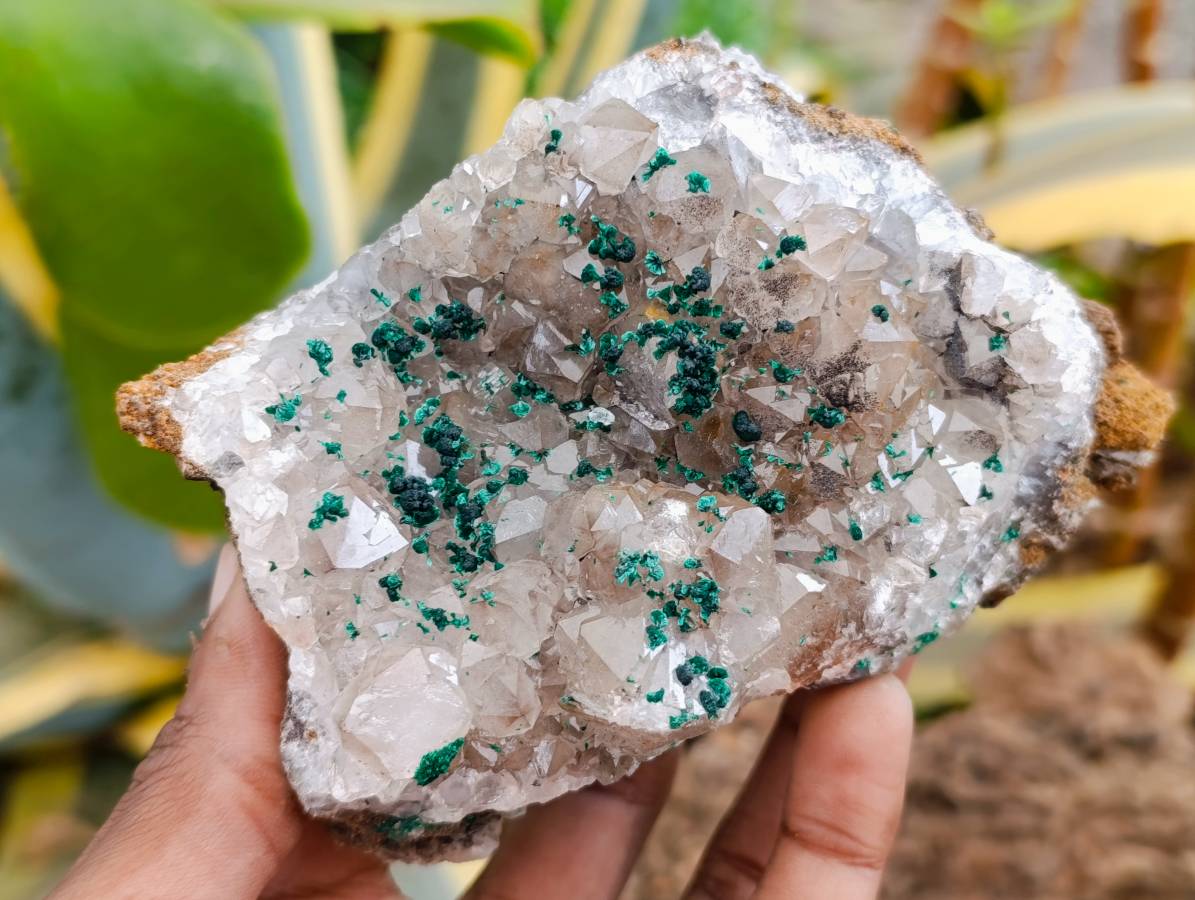Natural Silky Ball Malachite and Drusy Quartz On Dolomite Matrix Specimens x 2 From Congo - Toprock Gemstones and Minerals 