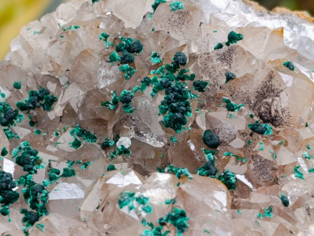 Natural Silky Ball Malachite and Drusy Quartz On Dolomite Matrix Specimens x 2 From Congo - Toprock Gemstones and Minerals 