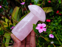Polished Large Rose Quartz Mushrooms x 4 From Madagascar