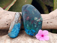 Polished Shattuckite Malachite and Bornite Free Forms x 6 From Kaokoveld, Namibia