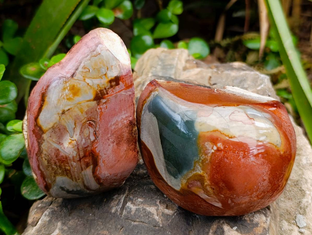 Polished On One Side Polychrome Jasper Nodules x 6 From NW Coast, Madagascar - Toprock Gemstones and Minerals 