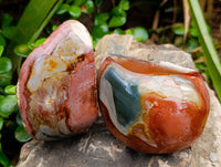 Polished On One Side Polychrome Jasper Nodules x 6 From NW Coast, Madagascar