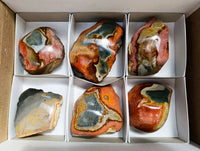 Polished On One Side Polychrome Jasper Nodules x 6 From NW Coast, Madagascar