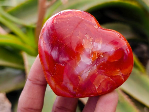 Polished Carnelian Agate Gemstone Hearts x 20 From Madagascar