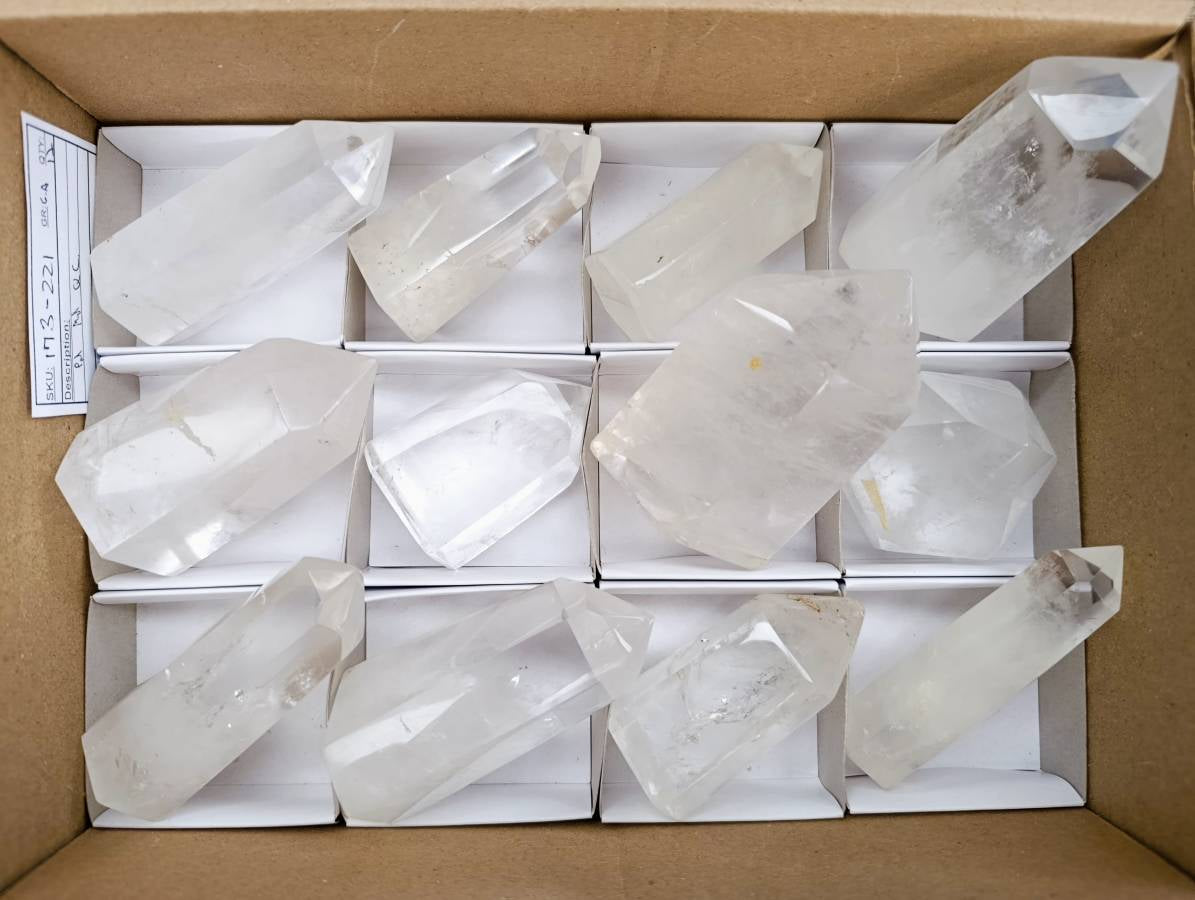 Polished Clear Quartz Crystals x 12 From Madagascar - Toprock Gemstones and Minerals 