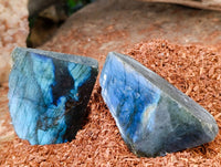 Polished On One Side Labradorite x 12 From Tulear, Madagascar