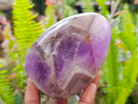 Polished Chevron Amethyst Standing Free Forms x 3 from Ankazobe, Madagascar