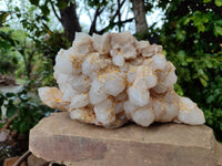Natural Etched Window Candle Quartz Clusters x 1 From Ansirabe, Madagascar