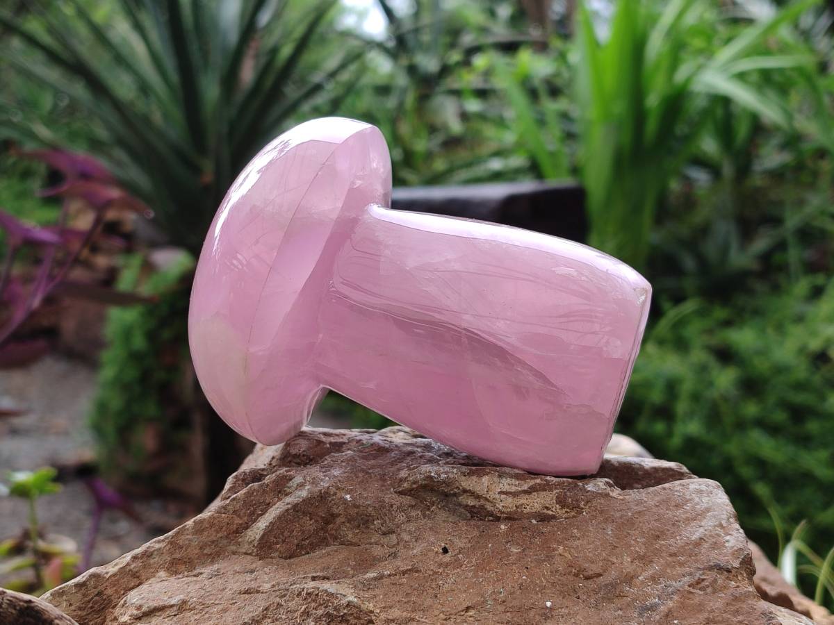 Polished Rose Quartz Mushrooms x 3 From Madagascar - Toprock Gemstones and Minerals 