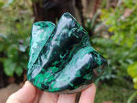 Polished Flower Banded Malachite Free Forms x 3 From Congo