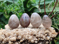 Polished Smokey Window Quartz Eggs x 35 From Madagascar