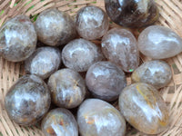 Polished Smokey Window Quartz Eggs x 35 From Madagascar