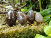 Polished Smokey Window Quartz Eggs x 35 From Madagascar