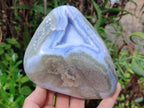 Polished Blue Lace Agate Standing Free Form Geodes x 2 From Nsanje, Malawi - Toprock Gemstones and Minerals 
