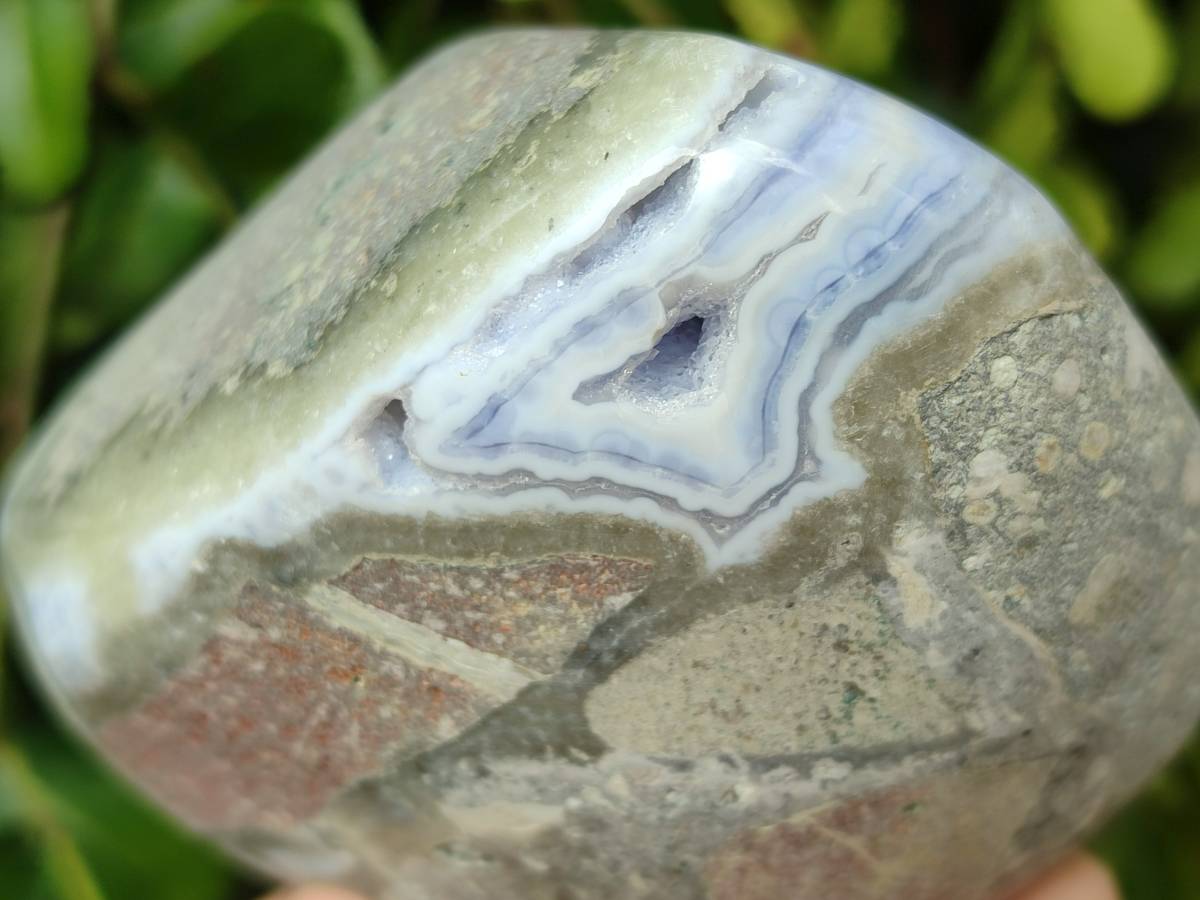 Polished Blue Lace Agate Standing Free Form Geodes x 2 From Nsanje, Malawi - Toprock Gemstones and Minerals 