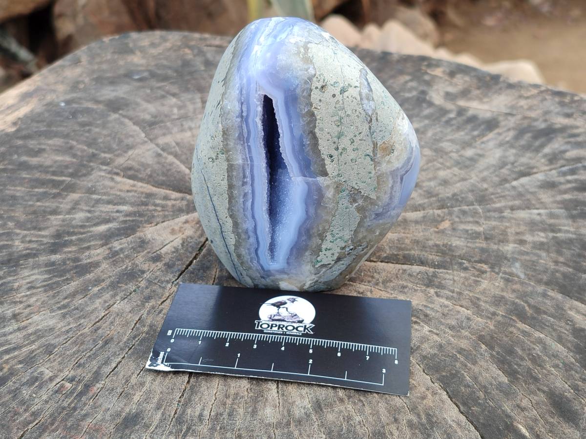 Polished Blue Lace Agate Standing Free Form Geodes x 2 From Nsanje, Malawi - Toprock Gemstones and Minerals 