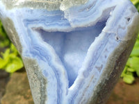 Polished Blue Lace Agate Standing Free Form Geodes x 2 From Nsanje, Malawi