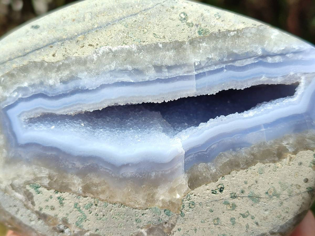 Polished Blue Lace Agate Standing Free Form Geodes x 2 From Nsanje, Malawi - Toprock Gemstones and Minerals 