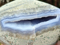Polished Blue Lace Agate Standing Free Form Geodes x 2 From Nsanje, Malawi