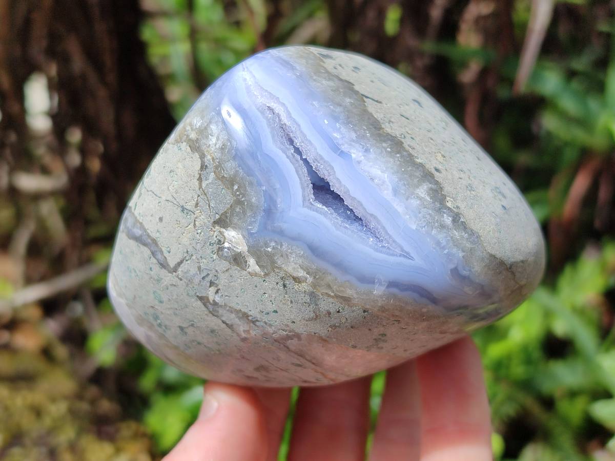Polished Blue Lace Agate Standing Free Form Geodes x 2 From Nsanje, Malawi - Toprock Gemstones and Minerals 