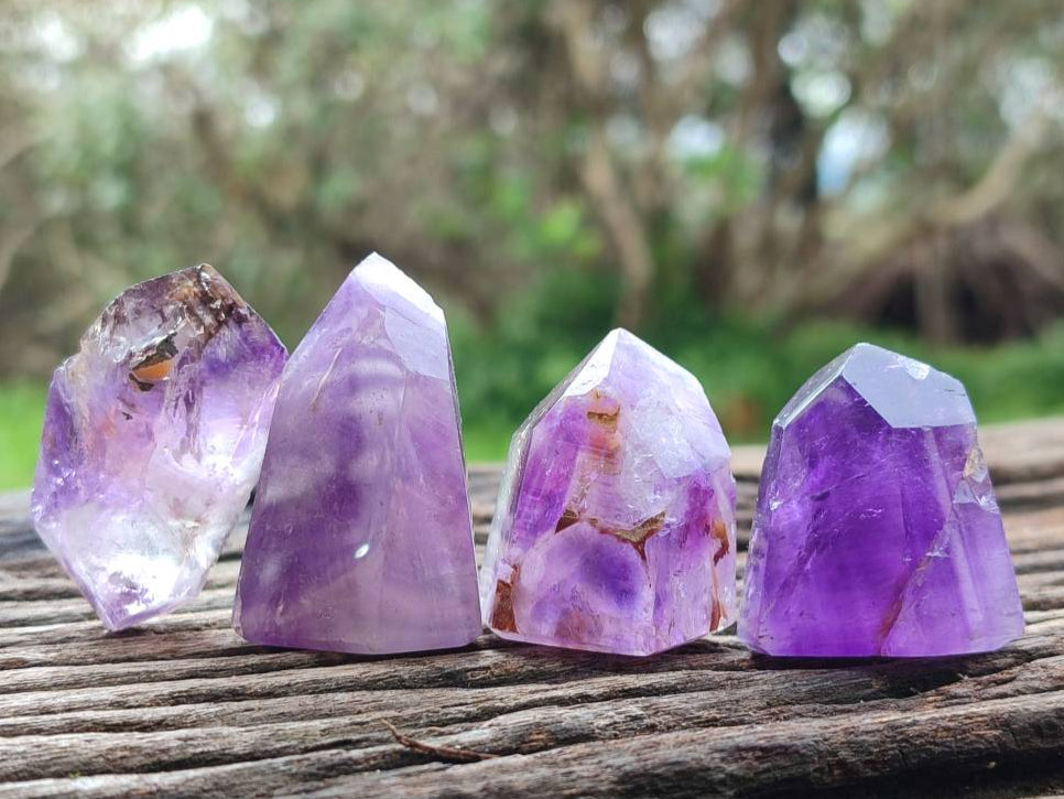 Polished Window Amethyst Crystals x 12 From Akansobe, Madagascar - Toprock Gemstones and Minerals 