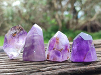 Polished Window Amethyst Crystals x 12 From Akansobe, Madagascar