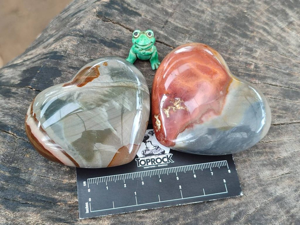 Polished Polychrome Jasper Hearts x 12 From NW Coast, Madagascar - Toprock Gemstones and Minerals 