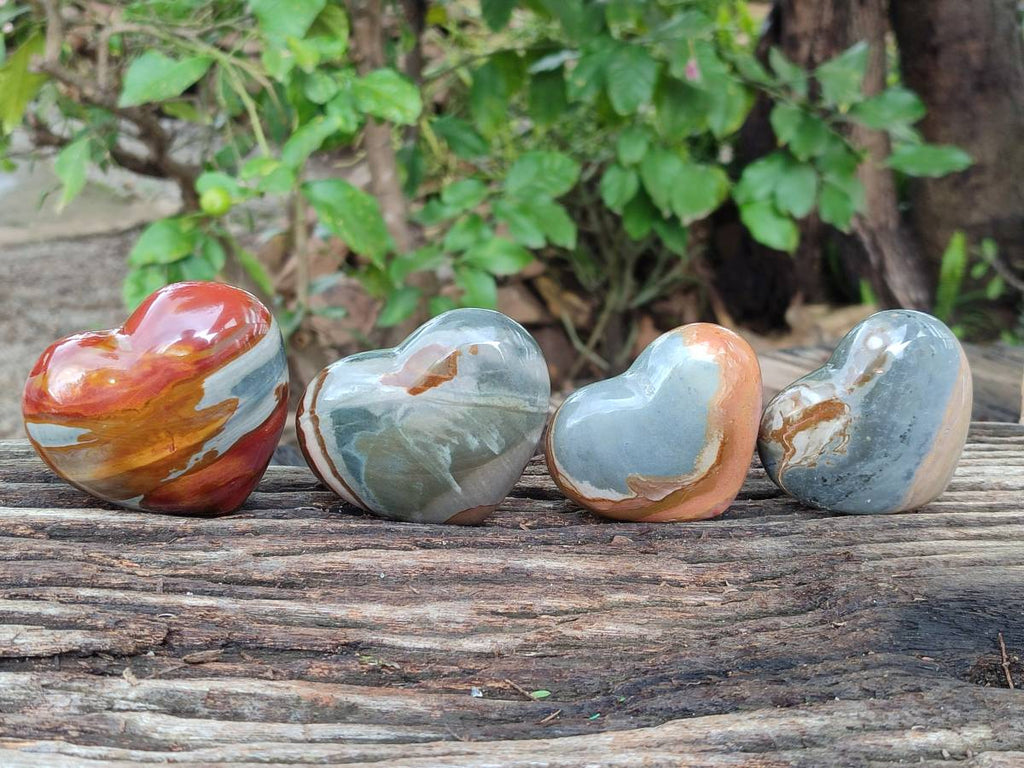 Polished Polychrome Jasper Hearts x 12 From NW Coast, Madagascar - Toprock Gemstones and Minerals 