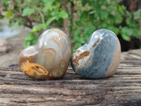 Polished Polychrome Jasper Hearts x 12 From NW Coast, Madagascar