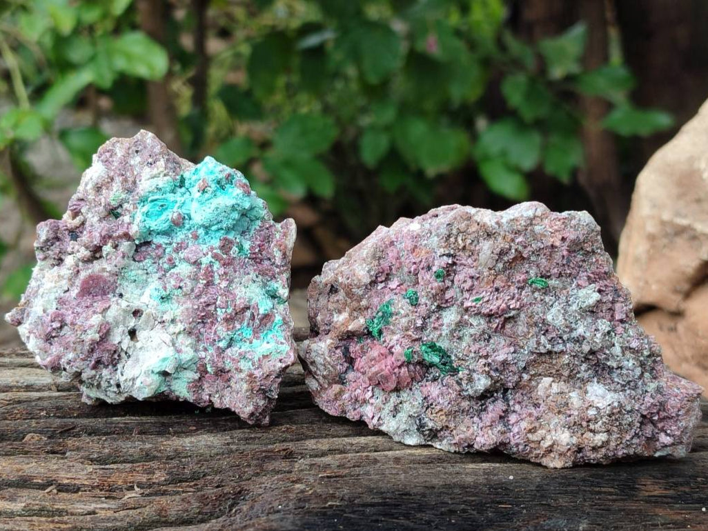 Natural Salrose Cobaltion Dolomite with Malachite Specimens x 6 From Kakanda, Congo - Toprock Gemstones and Minerals 