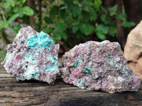 Natural Salrose Cobaltion Dolomite with Malachite Specimens x 6 From Kakanda, Congo