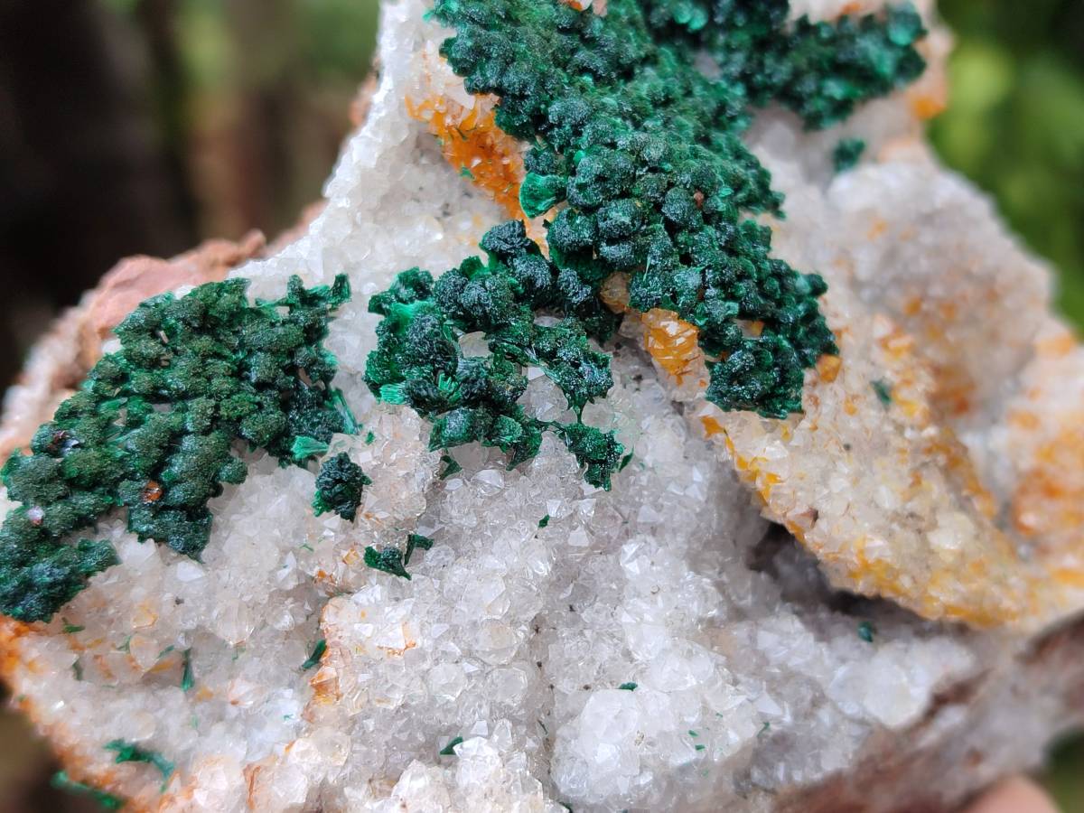 Natural Silky Ball Malachite and Drusy Quartz On Dolomite Matrix Specimens x 2 From Mindingi Mine, Kambove, Congo - Toprock Gemstones and Minerals 