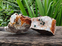 Natural Silky Ball Malachite and Drusy Quartz On Dolomite Matrix Specimens x 2 From Mindingi Mine, Kambove, Congo