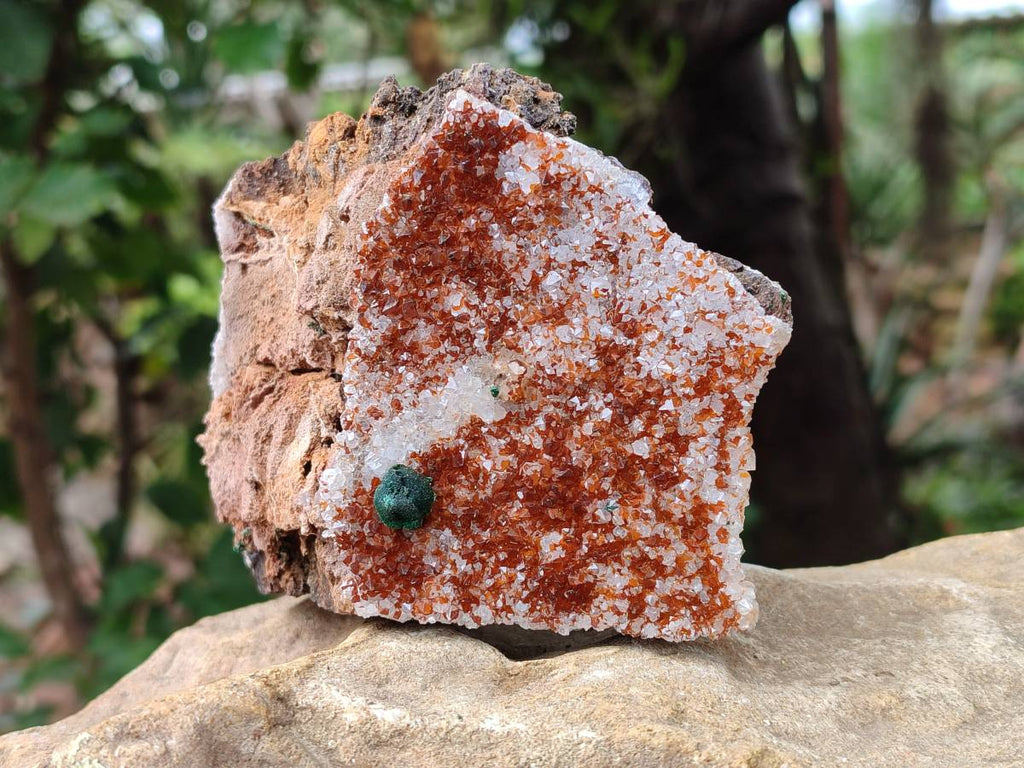 Natural Silky Ball Malachite and Drusy Quartz On Dolomite Matrix Specimens x 2 From Mindingi Mine, Kambove, Congo - Toprock Gemstones and Minerals 
