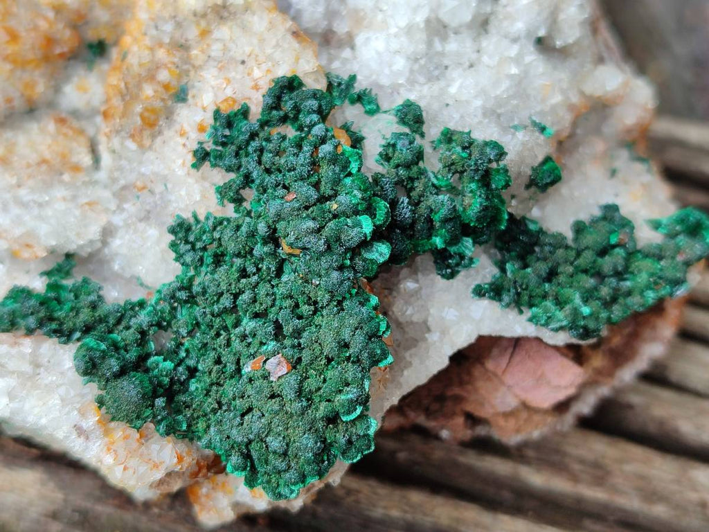 Natural Silky Ball Malachite and Drusy Quartz On Dolomite Matrix Specimens x 2 From Mindingi Mine, Kambove, Congo - Toprock Gemstones and Minerals 