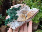 Natural Silky Ball Malachite and Drusy Quartz On Dolomite Matrix Specimens x 2 From Mindingi Mine, Kambove, Congo - Toprock Gemstones and Minerals 