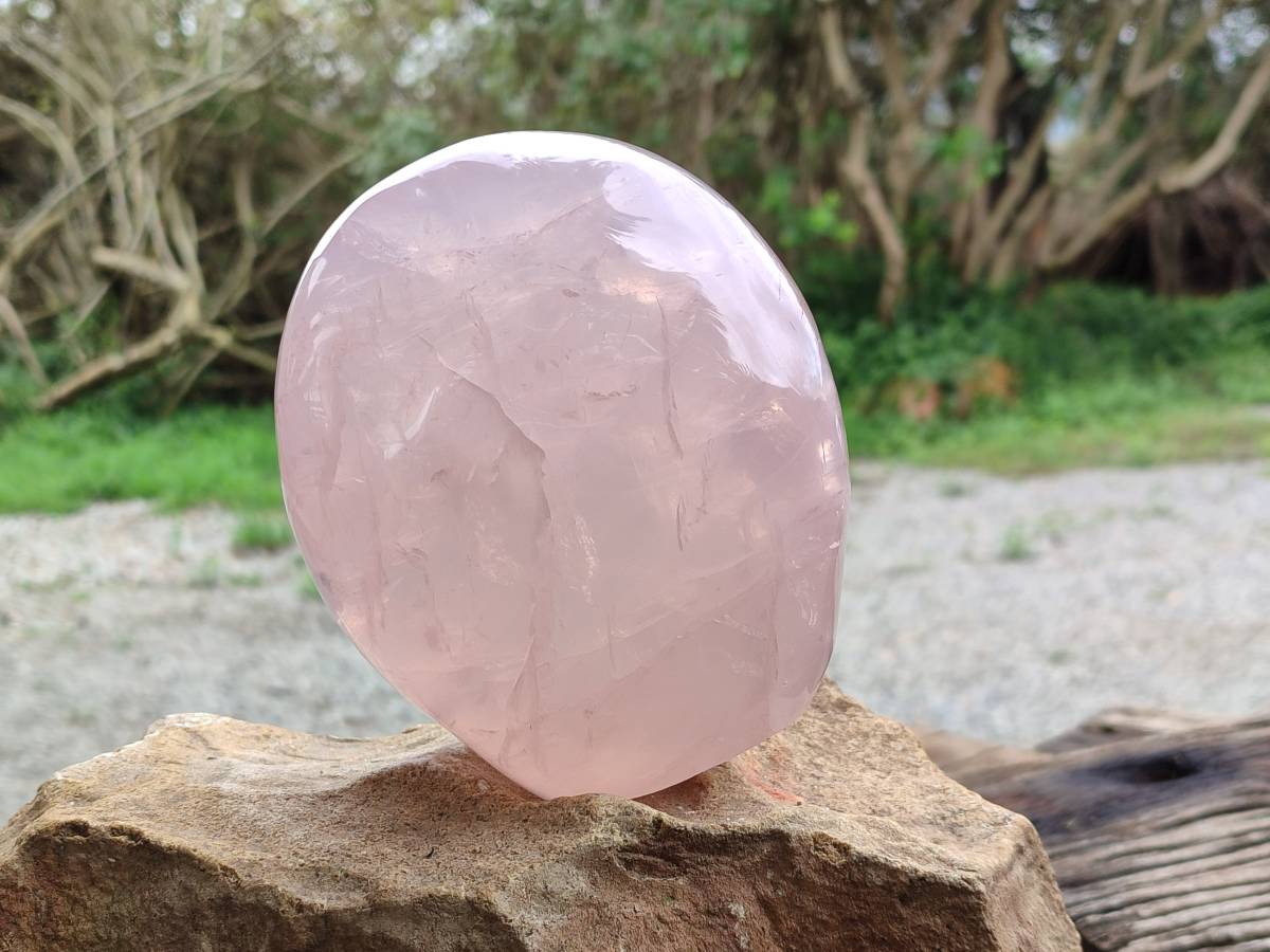 Polished Gemmy Rose Quartz Standing Free Form x 1 From Madagascar - Toprock Gemstones and Minerals 